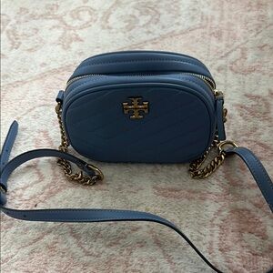 Authentic Tory Burch Gold-Accented Blue Crossbody Bag